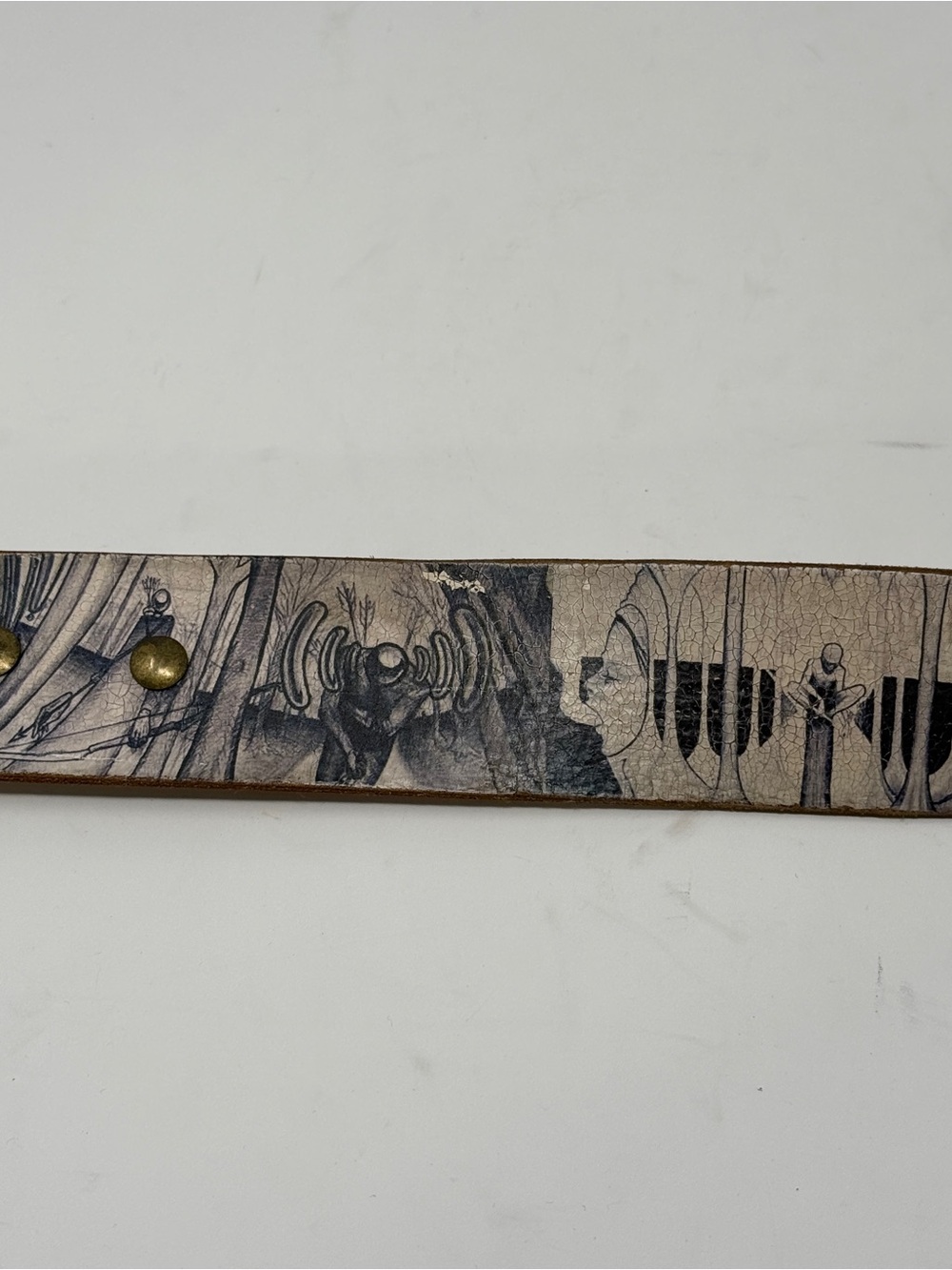 Hans Haveron Leather Art Belt Sketch Graphic Streetwear Wide Buckle. Size 36 - Picture 8 of 8